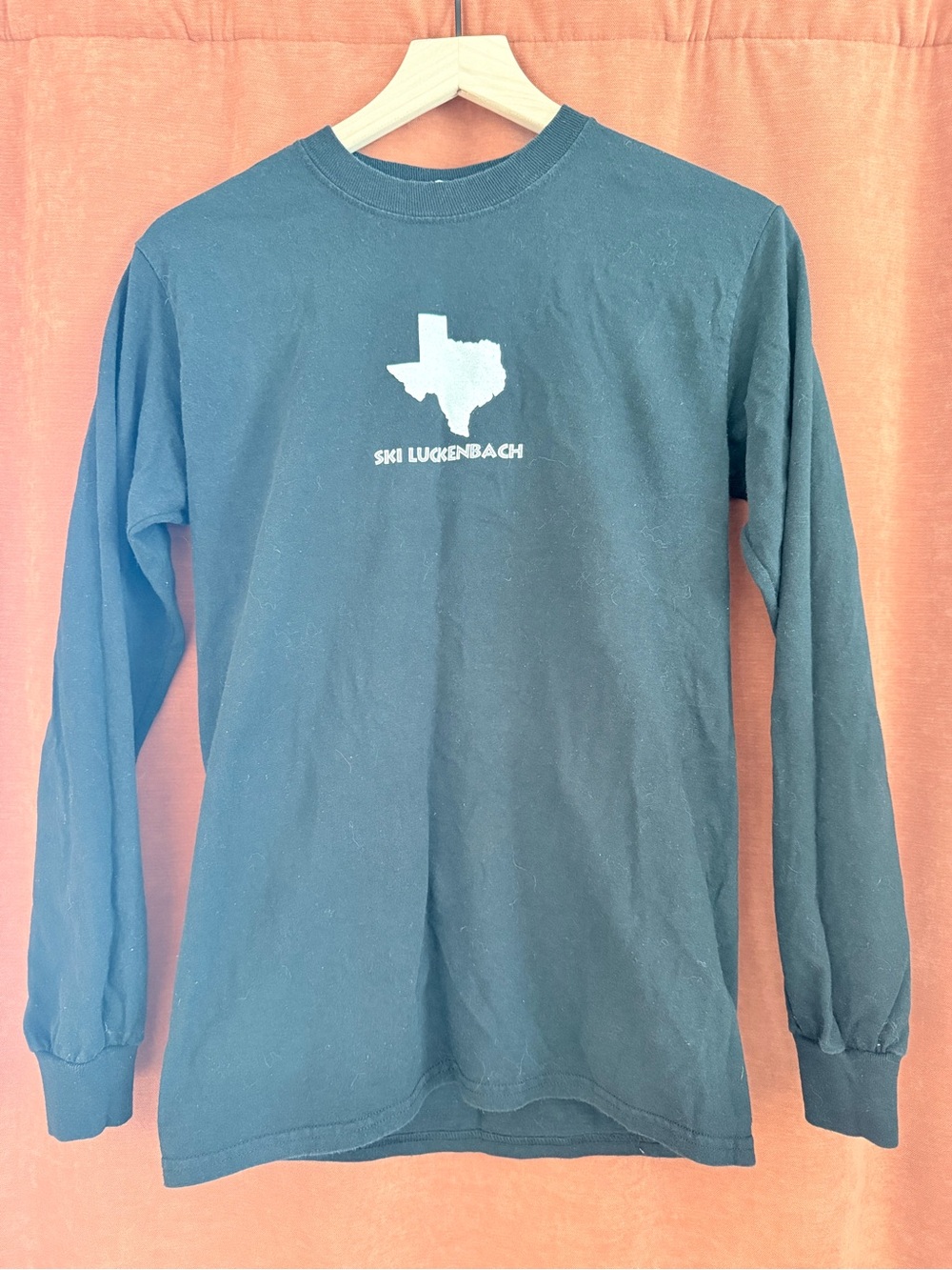 Gildan Teal Long-Sleeve Crewneck with White Texas Graphic